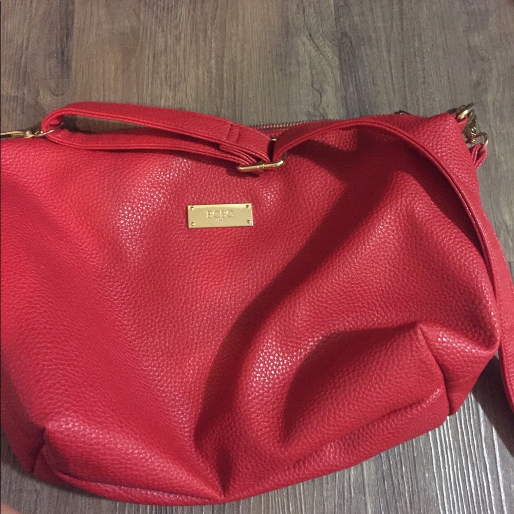 BCBG Red Faux Leather Crossbody Bag
